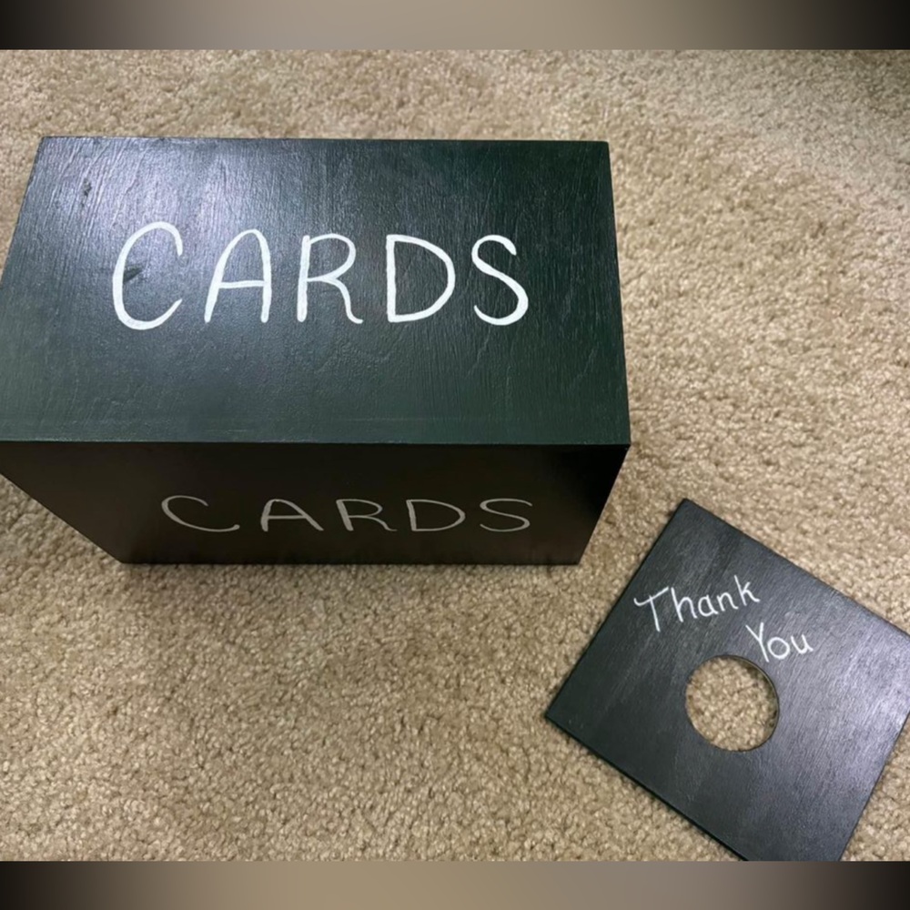 Wooden Card Box in Green & White